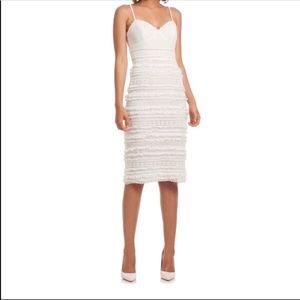 Trina Turk Mixed Stow Lace white midi Dress bridal